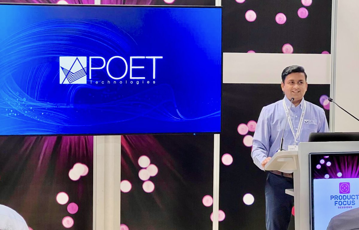 POETtech's tweet photo. At #ECOC24, POET's Sr. VP & North America GM Raju Kankipati discusses "Highly Scalable 800G and 1.6T Module Designs Using Optical Interposer-based Engines" for #AI and data center markets. 

The exhibition wraps on 9/25. POET is a finalist for "Most Innovative Hybrid PIC/Optical integration Platform Award", to be announced on 9/24.
@ECOC_Exhibition
