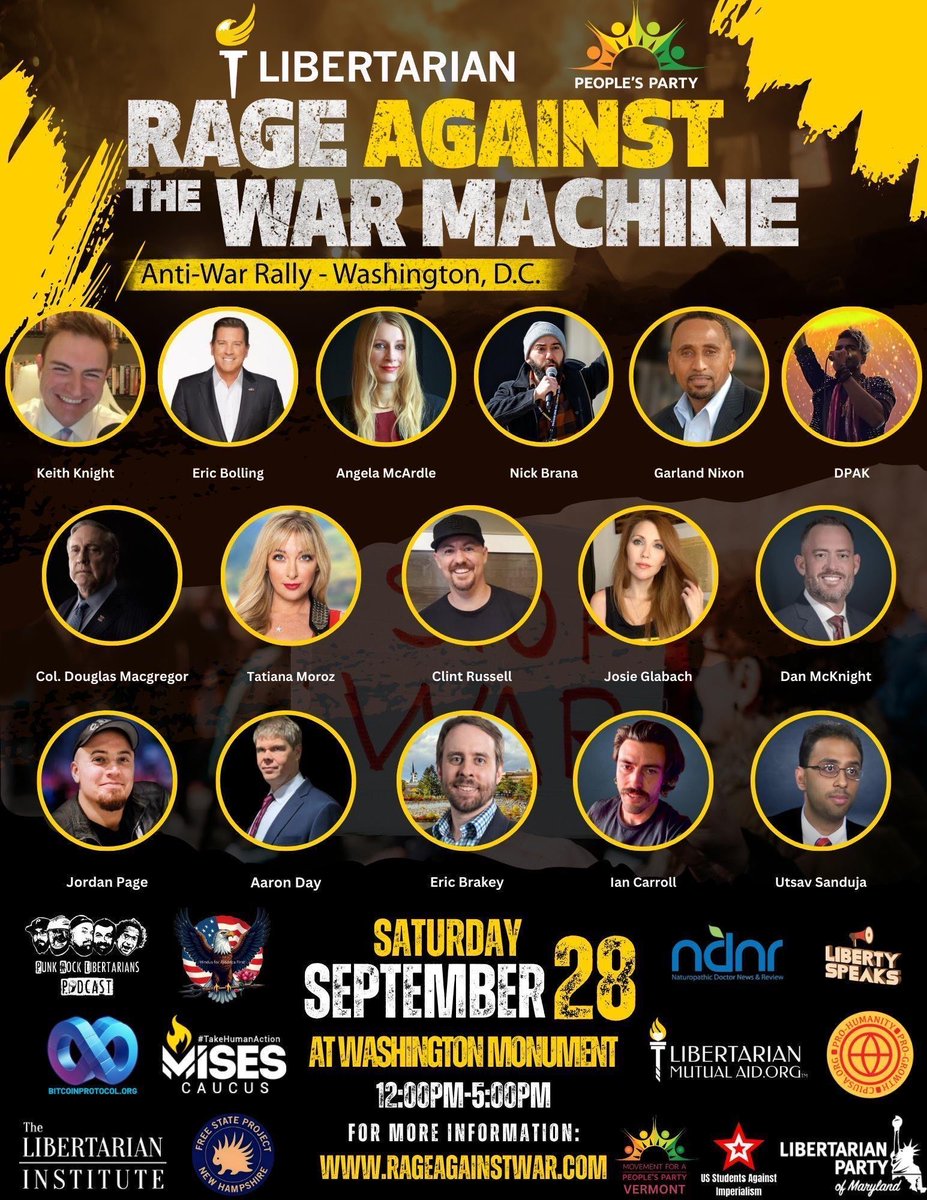 LPMedfreedom's tweet photo. Dr. Mav, Nurse Brittany, and Aaron Day will dissect Bitcoin, champion financial independence, uphold medical freedom, and push for an end to useless foreign wars. As Aaron preps for his speech at the Rage Against the War Machine rally, he'll drop crucial knowledge on crushing CBDCs with sound money to protect our freedoms.
Don't miss their critical analysis!
Watch live at 8pm here: https://t.co/YbbbcKjroS
#LibertySpeaks #FinancialFreedom #Bitcoin #EndTheWars