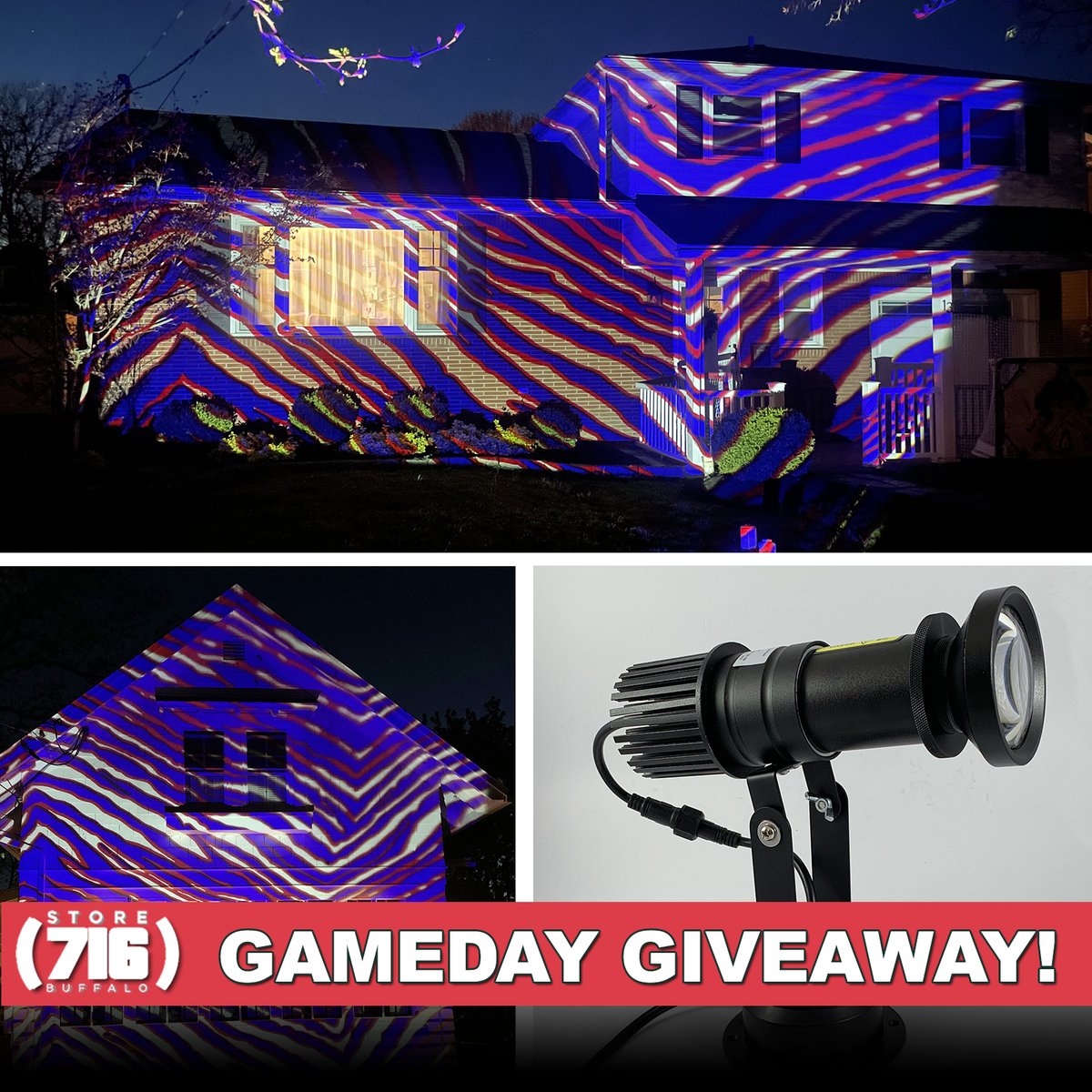 GAMEDAY GIVEAWAY!
Just follow us &amp; RT this to enter to win a Mafia Stripes LED House Projector ($200 value) today!
Winner selected from all entries at random at 7pm. #BillsMafia