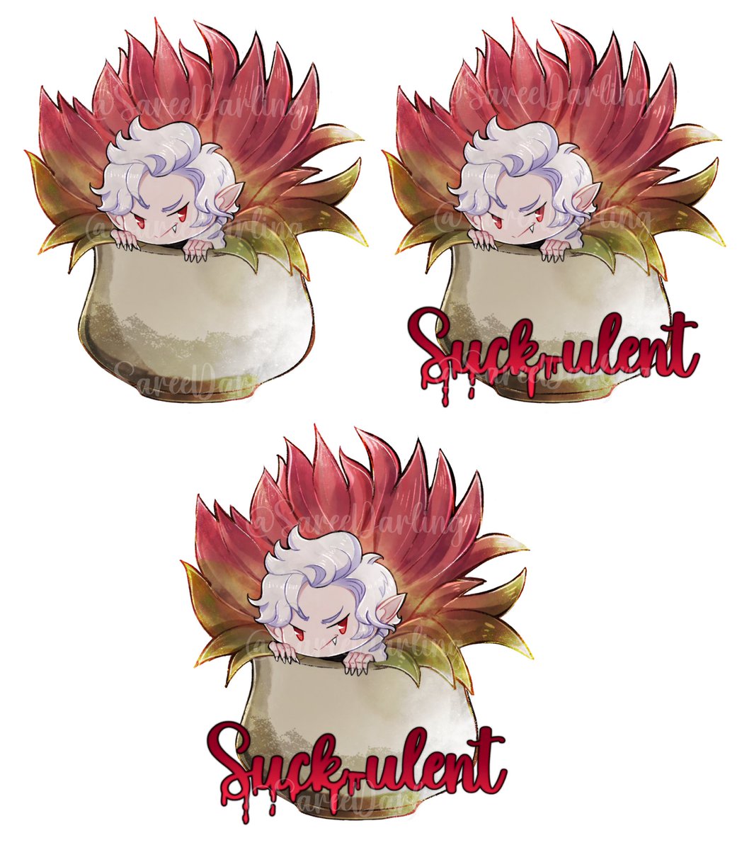 sareearts's tweet photo. Made myself a sticker in a style I’m now offering as C-mission!
Check my Carrd pinned to my profile for more deets <3

Potted Astarion needs sang to thrice a day, requires O negative blood type, and is not a fan of other house plants. https://t.co/auJfYwVo5G