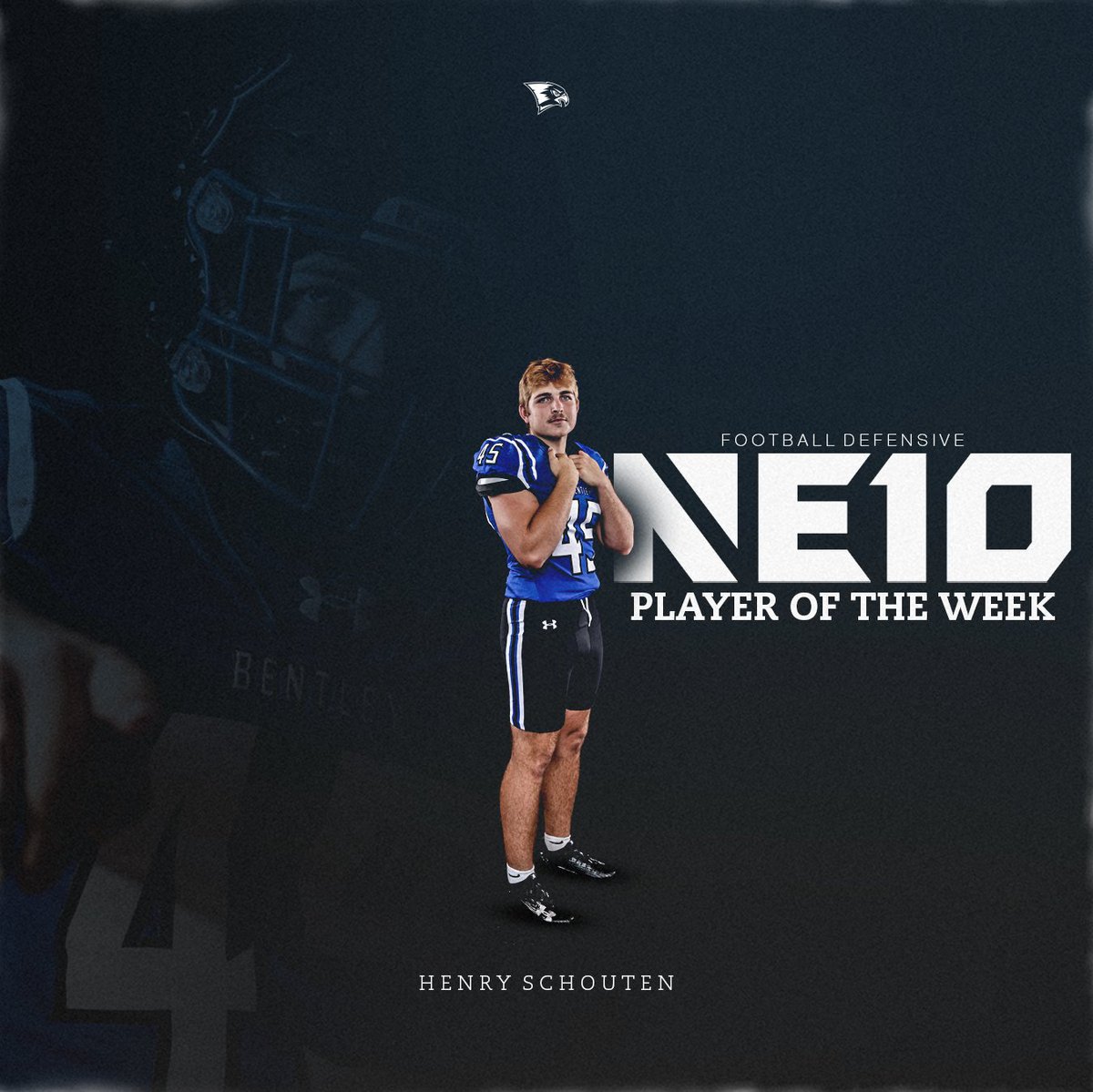 A huge game in Friday's win over SCSU garnered Henry Schouten the NE10 Defensive Player of the Week award!

📰 shorturl.at/hZjFh