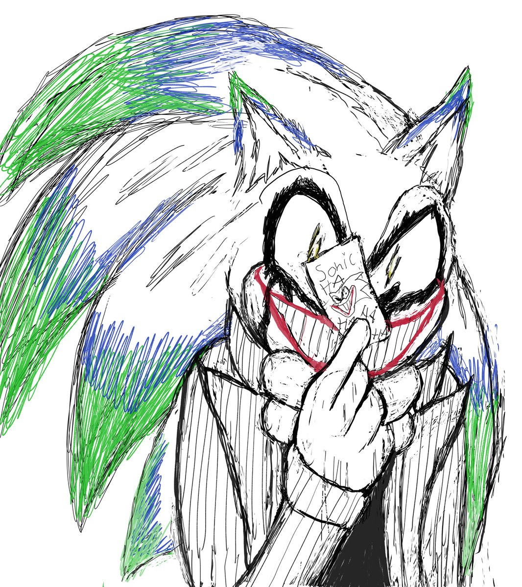 DingoPizza1's tweet photo. A real quick Joker Sonic 
#Sonicfanart #BatmanDay https://t.co/lLLWotmuVA