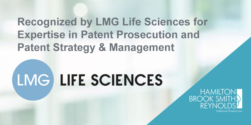 Hamilton Brook Smith Reynolds is proud to announce that the firm has been awarded top-tier rankings by LMG Life Sciences in both Patent Prosecution and Patent Strategy and Management. hbsr.com/news-insights/…