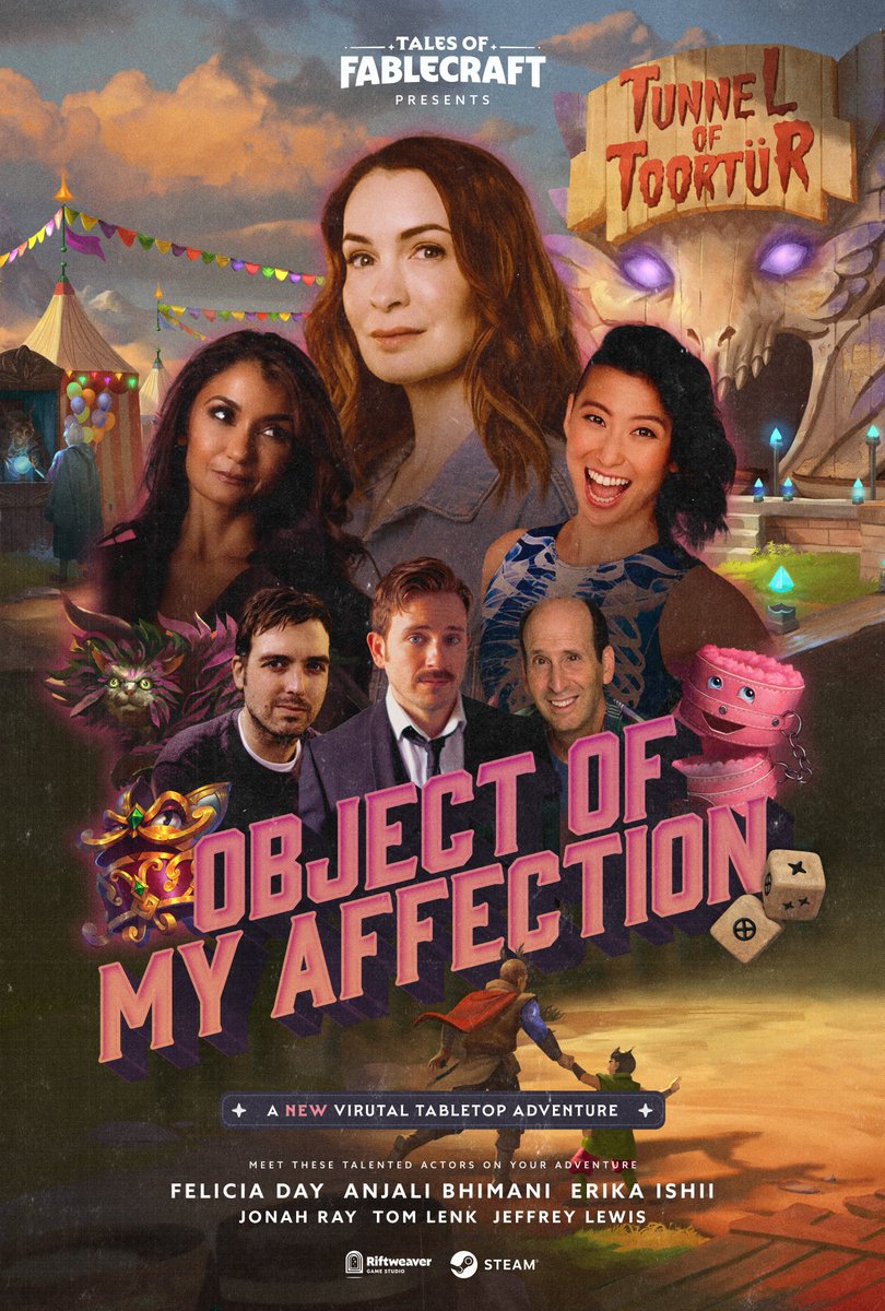 Tales of Fablecraft (@fablecraftgame) on Twitter photo Our next adventure, “Object of My Affection,” will be released THIS Thursday!
Written and narrated by the one-and-only <a href="/feliciaday/">Felicia Day🇺🇸</a>! 🙌
She is joined by <a href="/erikaishii/">Erika Ishii</a>, <a href="/sweeetanj/">Anjali Bhimani</a>, Jonah Ray, <a href="/tomlenk/">Tom Lenk 💁🏼♂️</a>, and <a href="/jeffylew/">Jeffrey Lewis</a> in voicing the characters you’ll meet on your adventure. 🎪💙🎢 Our next adventure, “Object of My Affection,” will be released THIS Thursday!
Written and narrated by the one-and-only <a href="/feliciaday/">Felicia Day🇺🇸</a>! 🙌
She is joined by <a href="/erikaishii/">Erika Ishii</a>, <a href="/sweeetanj/">Anjali Bhimani</a>, Jonah Ray, <a href="/tomlenk/">Tom Lenk 💁🏼♂️</a>, and <a href="/jeffylew/">Jeffrey Lewis</a> in voicing the characters you’ll meet on your adventure. 🎪💙🎢