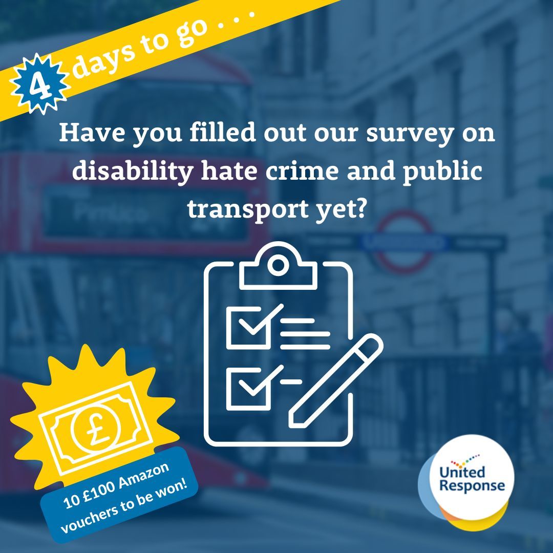 Got a sec?
 
Fill out our #DisabilityHateCrime survey for a chance to win 1 of 10 £100 Amazon vouchers! Take part today before the closing date on Thursday 26th September! 🚍🚆
 
Have your say here ⬇️ aoz0f3qjy0q.typeform.com/hatecrimesurve…