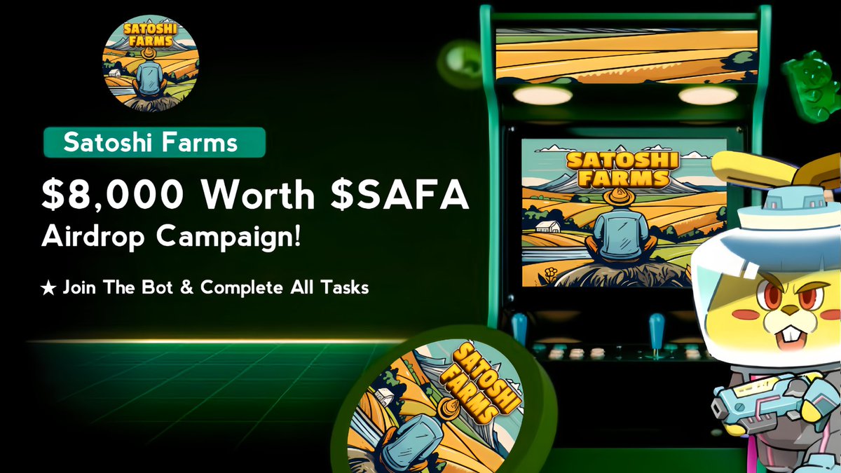 🪂 Satoshi Farms #Airdrop 

🏆 Reward: $6 Worth $SAFA each for 1,000 Random Winner 

👨‍👨‍👧‍👧 Referral: $2,000 Worth $SAFA For Top 50 Referral 

🔗 Airdrop Link: t.me/SatoshiFarmsBot

⌛ End Date: 6th October, 2024
🏦 Distribution: After Listing

🔘 Do the Complete All tasks on the