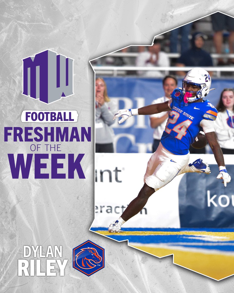 Dylan Riley is named Freshman of the Week after rushing six times for 96 yards and scoring TWO touchdowns!
 
#MWFB | #BleedBlue