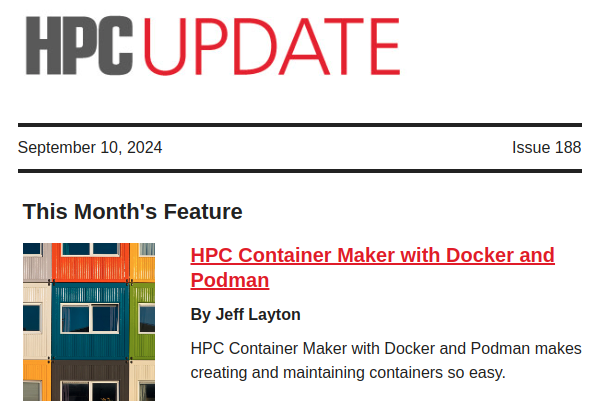 adminHPC's tweet image. Did you miss this month&apos;s HPC Update newsletter? Read it now and subscribe free to get it every month
mailchi.mp/admin-magazine…
#HPC #container #Docker #Podman #NIST #AI #security #OpenMP #encryption #events #AlmaLinux