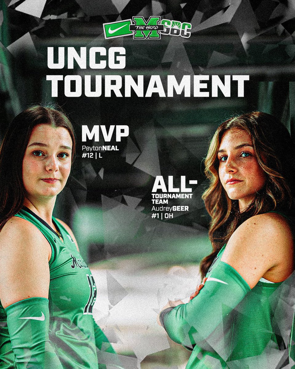 Marshall Volleyball (@herdvolleyball) on Twitter photo Congratulations to Peyton Neal for her high performance weekend and receiving MVP this weekend!
And to <a href="/geer_audrey/">Audrey Geer</a> for being named all-tournament team! Congratulations to Peyton Neal for her high performance weekend and receiving MVP this weekend!
And to <a href="/geer_audrey/">Audrey Geer</a> for being named all-tournament team!