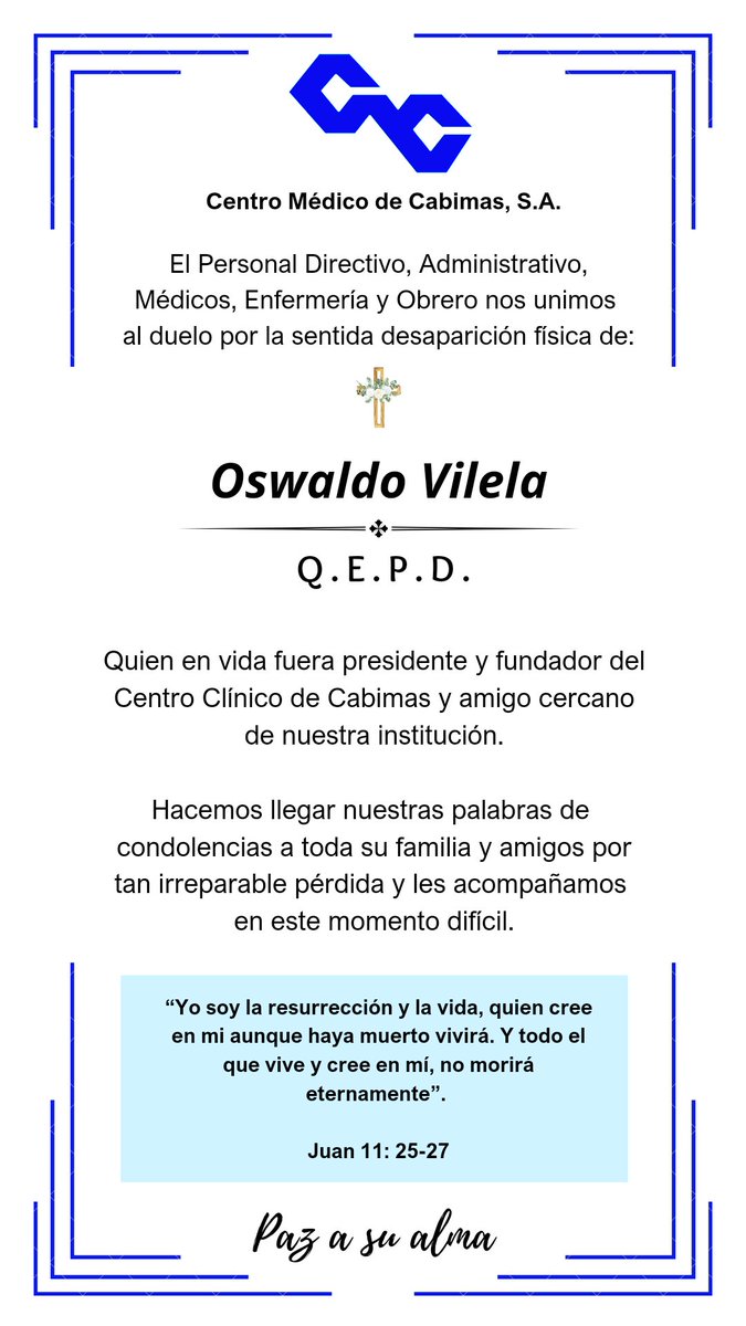 CMCabimas's tweet photo. Toda la familia de @cmcabimas se unen al duelo y  hacen llegar nuestras más sentidas condolencias a todos sus familiares y amigos. 

Paz a su alma 🙏 https://t.co/VlBRg6pnpT