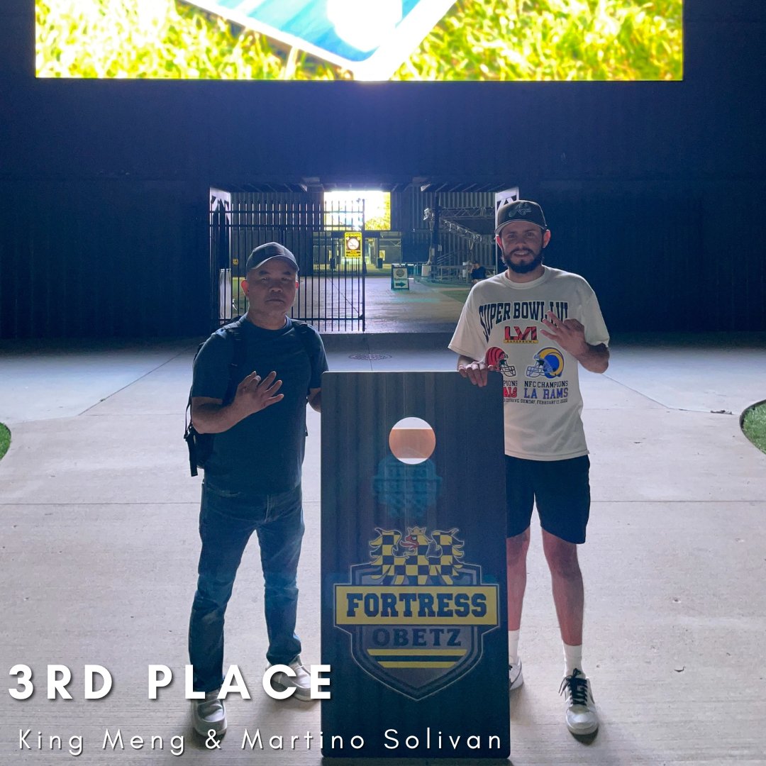 Who’s ready for Week 3? But first, let’s give a big shoutout to last week’s Courtyard Cornhole Champions!

🥇 Greg Parsley &amp; Timmy Little  
🥈Chip Dawson &amp; Grant Taylor  
🥉 King Meng &amp; Martino Solivan

Will they defend their title, or will we see some new winners this week?