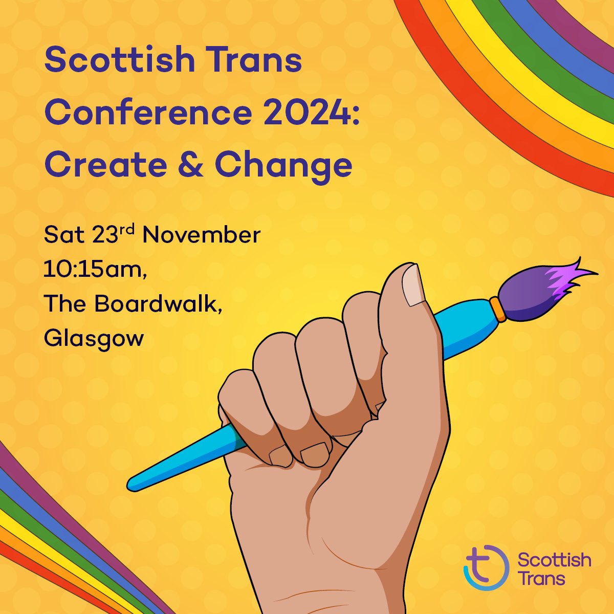 Tickets for our annual conference in Glasgow are now live! The conference is open to all trans and non-binary people and our supportive friends, parents, partners, family and allies, who are 18 years old and over.

For more info and tickets see: outsavvy.com/event/22598/sc…