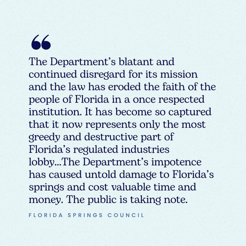 flsprngscouncil's tweet photo. Quotes from FSC’s letter to the Florida Dept. of Environmental Protection regarding the (lack of) a springs harm rule! 

Join us in calling on DEP to adopt a STRONG rule to protect our springs from overpumping: https://t.co/1J3Sb5JXsY https://t.co/0yaadio8kv
