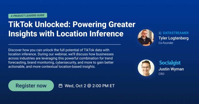 Socialgistcorp's tweet image. This webinar is a must for anyone who utilizes social media and conversational data in a SaaS platform or proprietary solution for analytics, insights, and monitoring. app.livestorm.co/datastreamer-e… #SocialIntelligence #ConsumerIntelligence #MarketResearch #DigitalRisk