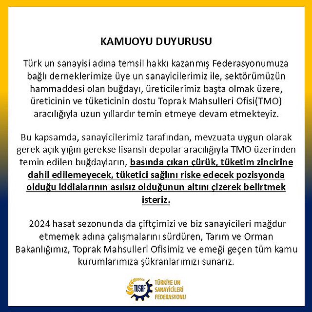 UnFederasyonu's tweet photo. Kamuoyuna saygılarımızla sunarız.

#unsanayicileri #tusaf https://t.co/rgKYWfC2Gg