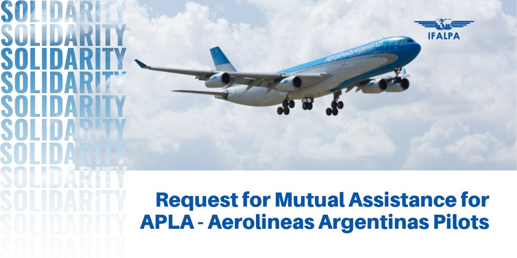 IFALPA's tweet photo. Request for Mutual Assistance: @aplapilotos Aerolineas Argentinas pilots are approximately 80% behind the inflation rate on wages, simply fighting to recover basic purchasing power. Info: https://t.co/UAyxSuJYEz #pilotlife #pilotsolidarity #globalvoiceofpilots @juanpimaz https://t.co/dGQekI55Ug