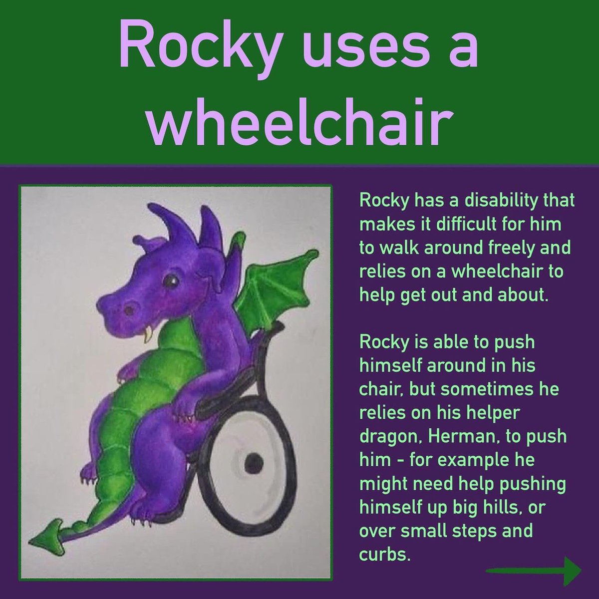 bas9dragons's tweet photo. MEET THE DRAGONS! 
The second dragon we are introducing you to is Rocky who uses a wheelchair. 
Rocky has a disability that makes it difficult, if impossible for him to walk freely, so he relies on a wheelchair to get out and about. https://t.co/k08l4UpW7X