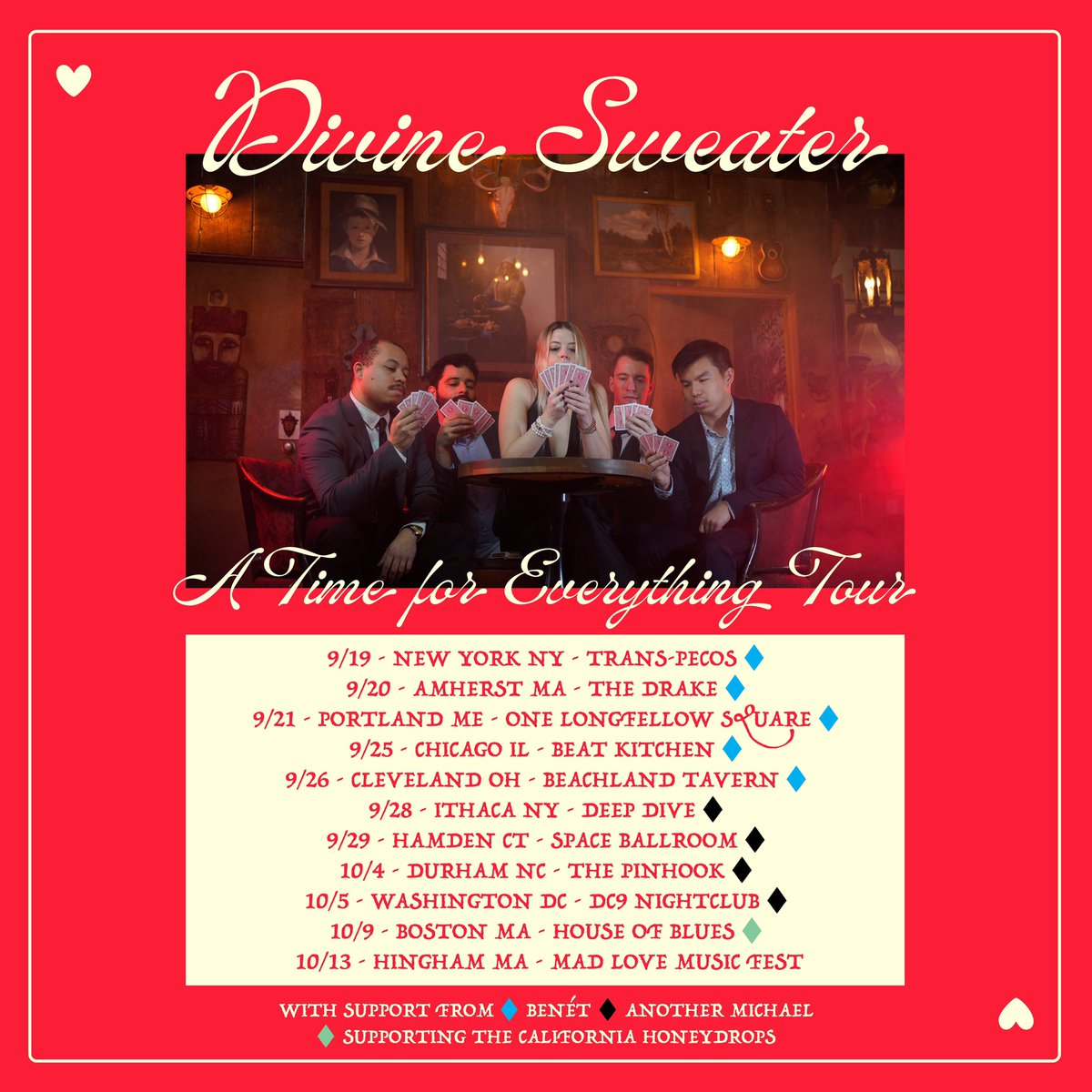 Headed to the Midwest this week, hope to see you at a show :) all tickets at divinesweater.com !!