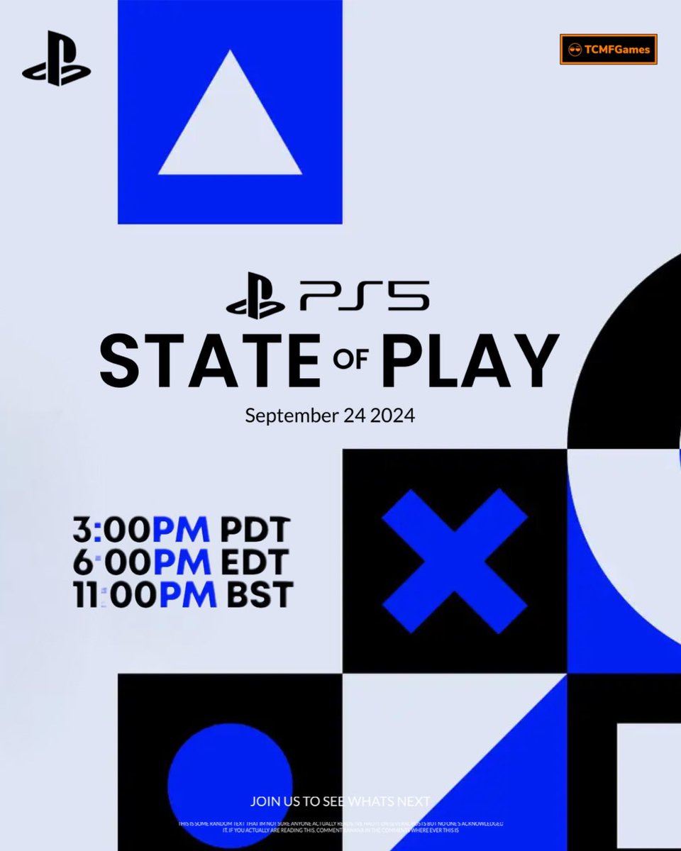 TCMF2's tweet photo. STATE OF PLAY IS OFFICIAL ! 🔥
⠀ ⠀ ⠀ ⠀ ⠀ ⠀ ⠀ ⠀ ⠀ ⠀  ⠀ ⠀ ⠀ ⠀ ⠀ ⠀ ⠀ ⠀ ⠀ ⠀  
+20 upcoming games 
+PS5 and PSVR 2 Games 
+Live Tomorrow at 6 PM EST 
+ 30+ min show ( that’s sizable 👀 ) 
⠀ ⠀ ⠀ ⠀ ⠀ ⠀ ⠀ ⠀ ⠀ ⠀  
I expect PS5 Pro games to show up here as well 

- PS5 | PS5Themes | Playstation