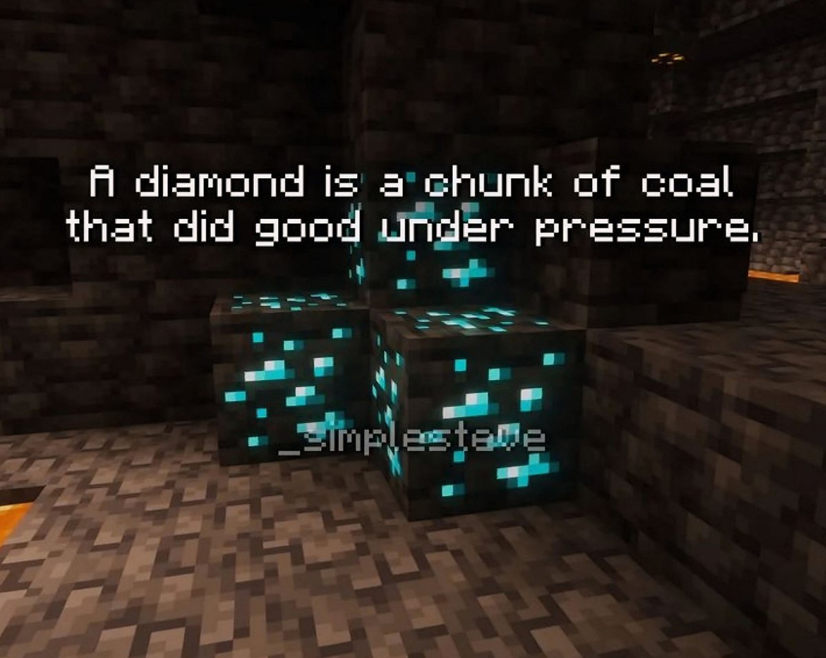 pookiepie_7's tweet photo. A diamond is a chunk of coal that did good under pressure
Follow @pookiepie_7 for more 💙

#minecraft #meme #minecraftquotes #minecraftmemes #advice #quote #quotes #wisdom #simple #shorts #relax #positivity #deepquotes #life #calm #core #childhood #c418
 #nostalgia #inspirational https://t.co/2AYnem8a0w