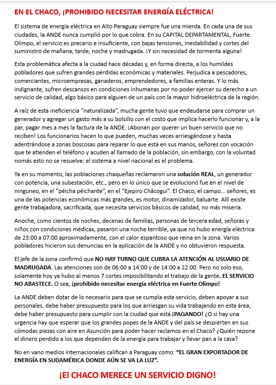 nachiayala's tweet photo. PARAGUAY, "EL GRAN EXPORTADOR DE ENERGÍA EN SUDAMÉRICA DONDE AÚN SE VA LA LUZ"
(entre la madrugada y este mediodía ya hubo al menos 8 cortes)
@ANDEOficial @FelixSosaPy @SantiPenap https://t.co/XtSR6eouDL