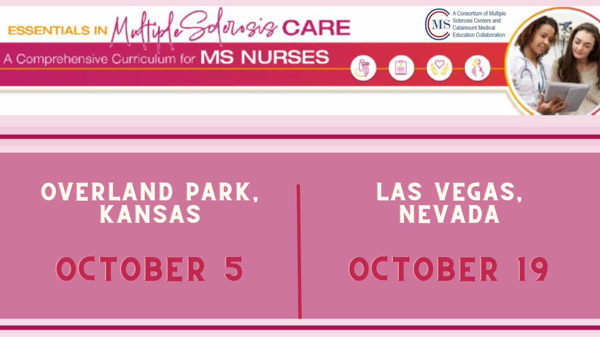 KANSAS CITY!!
LAS VEGAS!!

MULTIPLE SCLEROSIS NURSES IN THE SURROUNDING AREAS!! We invite you to "Essentials in Multiple Sclerosis Care: A Comprehensive Curriculum for MS Nurses."

REGISTER TODAY!!

<a href="/iamIOMSN/">I O M S N</a>
<a href="/CatMedEd/">Catamount Med Ed</a>

cmscscholar.org/ce-opportuniti…

#nurses #nurse #CE See less