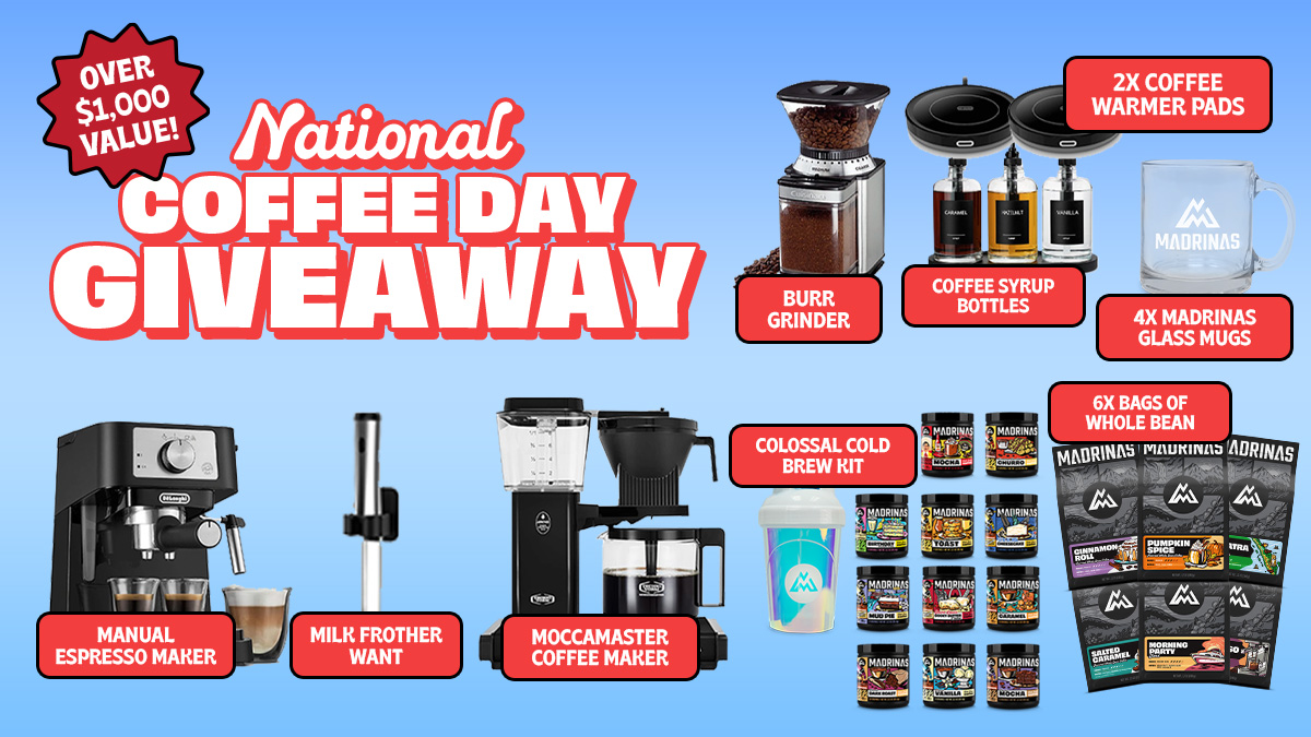 National Coffee Day is coming, and to celebrate we are doing a MASSIVE GIVEAWAY to create your perfect coffee set up!
✨ <a href="/moccamasterusa/">Moccamaster USA</a> 10-Cup Coffee Maker
☕️ DeLonghi Espresso Maker
✨ Whole Bean Coffee Burr Grinder
☕️ 6 Bags of WHOLE BEAN COFFEE
✨11 tubs of COLD BREW COFFEE
&amp;