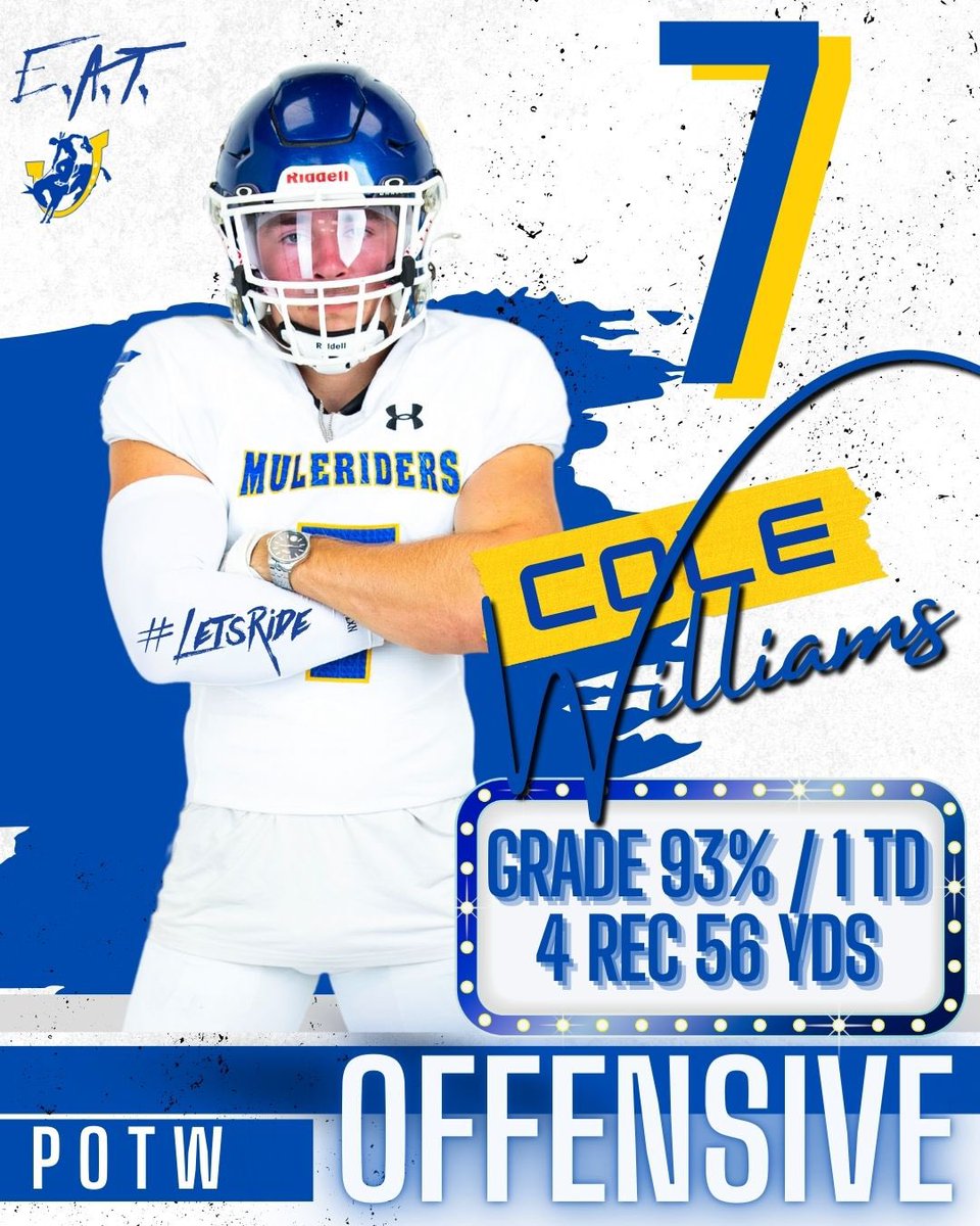 CONGRATS to <a href="/cole_willas/">Cole Williams</a> for being named our Week 3 <a href="/SAUFootball/">Mulerider Football</a> OFFENSIVE PLAYER OF THE WEEK!!!! #EAT