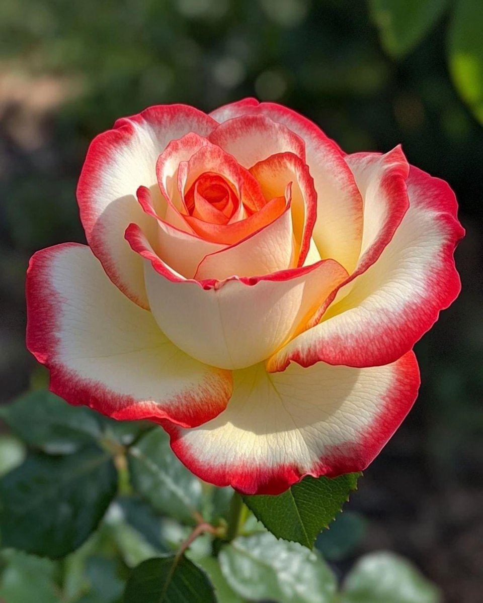 This rose is a cameleon.
“Princess Farah “ changes from white to red almost in front of your eyes .
It’s like having a different Rose every day.