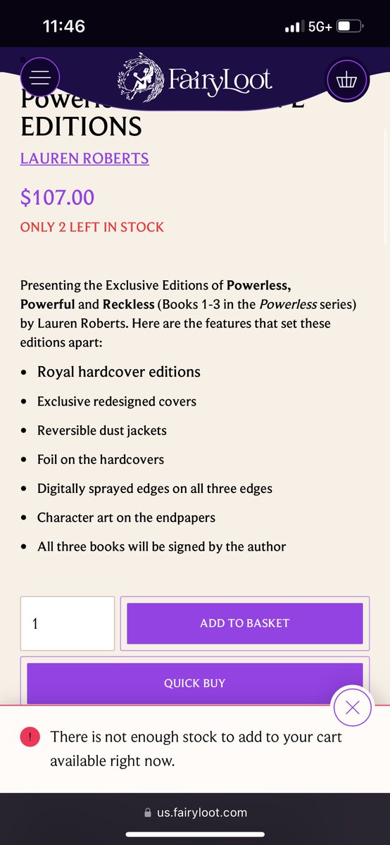 kallahan02's tweet photo. @FairyLoot RIP kicked out of queue 3 times and then it sold out as I hit buy https://t.co/tCNT4CJXxE