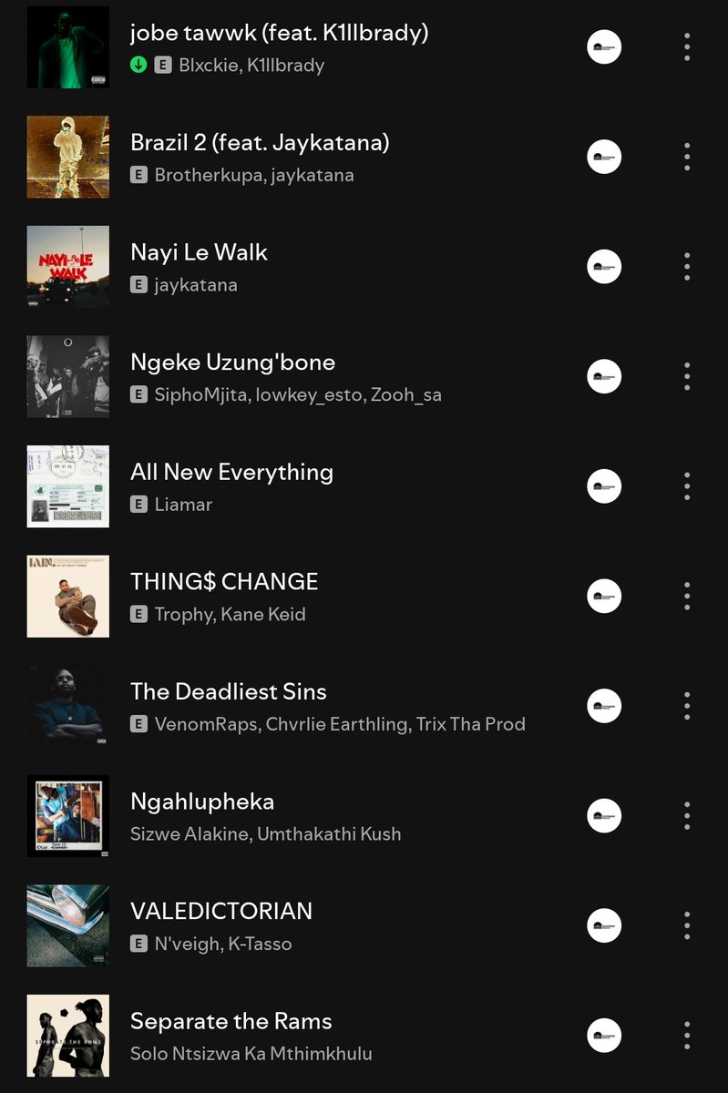 Fresh Finds :South African Hip-Hop
🚨🚨🚨🚨🚨🚨
 by <a href="/NorthMamacita/">💀💔</a> and I has been updated, this update includes :  @__lindakim, <a href="/liamarsince99/">liamar</a>, <a href="/sa_sastii/">KAKA🅿️ANI</a>, <a href="/MashBeatz_/">THA GREAT 🇿🇦</a>, <a href="/novl___/">THE BOOK CLUB.</a>, <a href="/trophyrsa/">TROPHY.</a> to name a few.
Spotify:open.spotify.com/playlist/2npKz…
Apple Music :music.apple.com/za/playlist/fr…