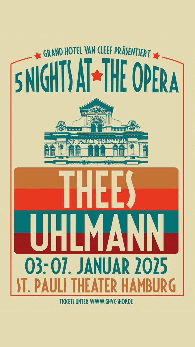 5 Nights At The Opera, Hamburg
03. - 07.01.2025
präsentiert von <a href="/DIFFUSMagazin/">DIFFUS</a>