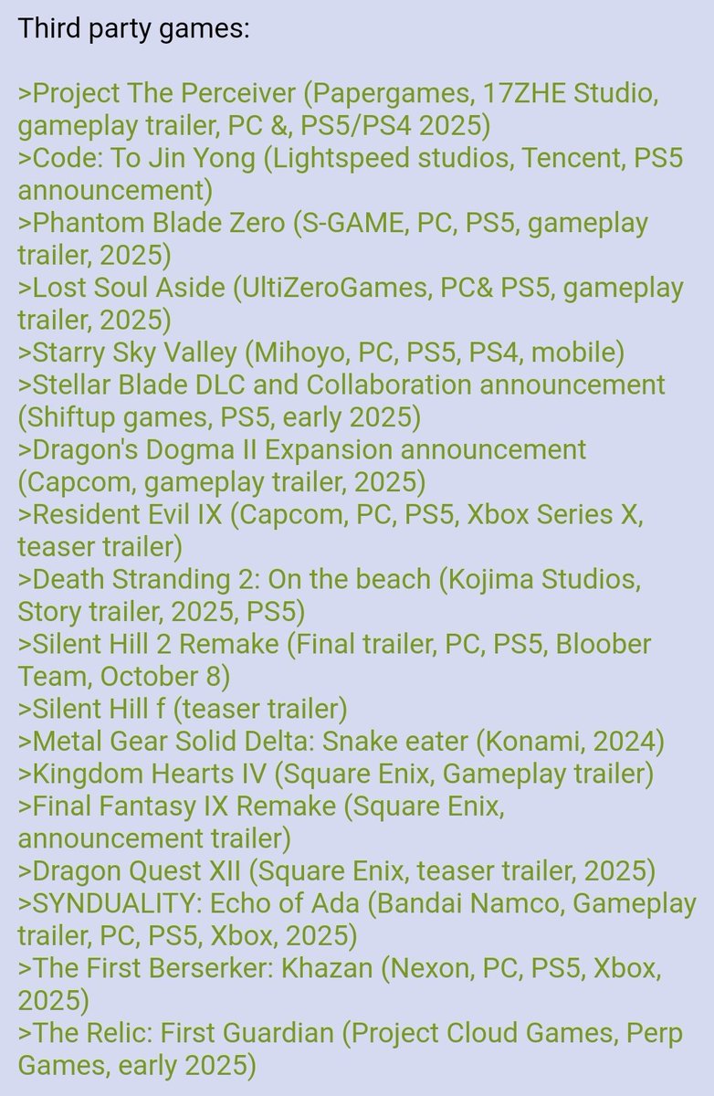 KabiPlays's tweet photo. State of Play alleged lineup. https://t.co/WRE9p1eWrd