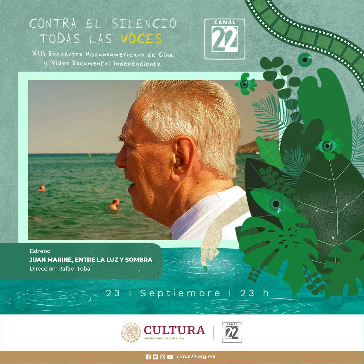 Canal22's tweet photo. Disfruta de la programación del día de hoy📺:

📹#Cosmovisiones | Dir. Marcilia Cavalcante Barros
🕑18:00 h
🎬#Marquesina
🕖19:00 h
🗣#Debate22 con @Jarandaluna 
🕖22:00 h
📺Juan Mariné, entre la luz y sombra | Dir. Rafael Toba
🕥23:00 h https://t.co/DzPg3r4Wvo