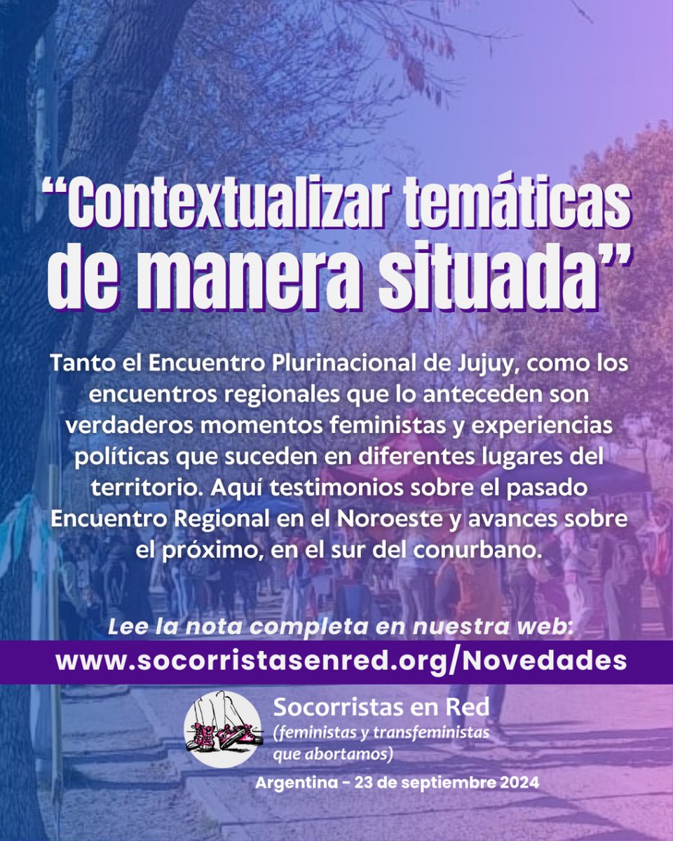 ¡Los Encuentros Regionales fortalecen nuestras redes feministas y territoriales! 

La Revuelta GBA <a href="/la_gba/">La Revuelta GBA/Caba</a> es parte de Socorristas en Red participó del Encuentro Regional en Pilar y se preparan para el próximo en Lomas de Zamora el 5 de octubre. 

📣 socorristasenred.org/NOVEDADES