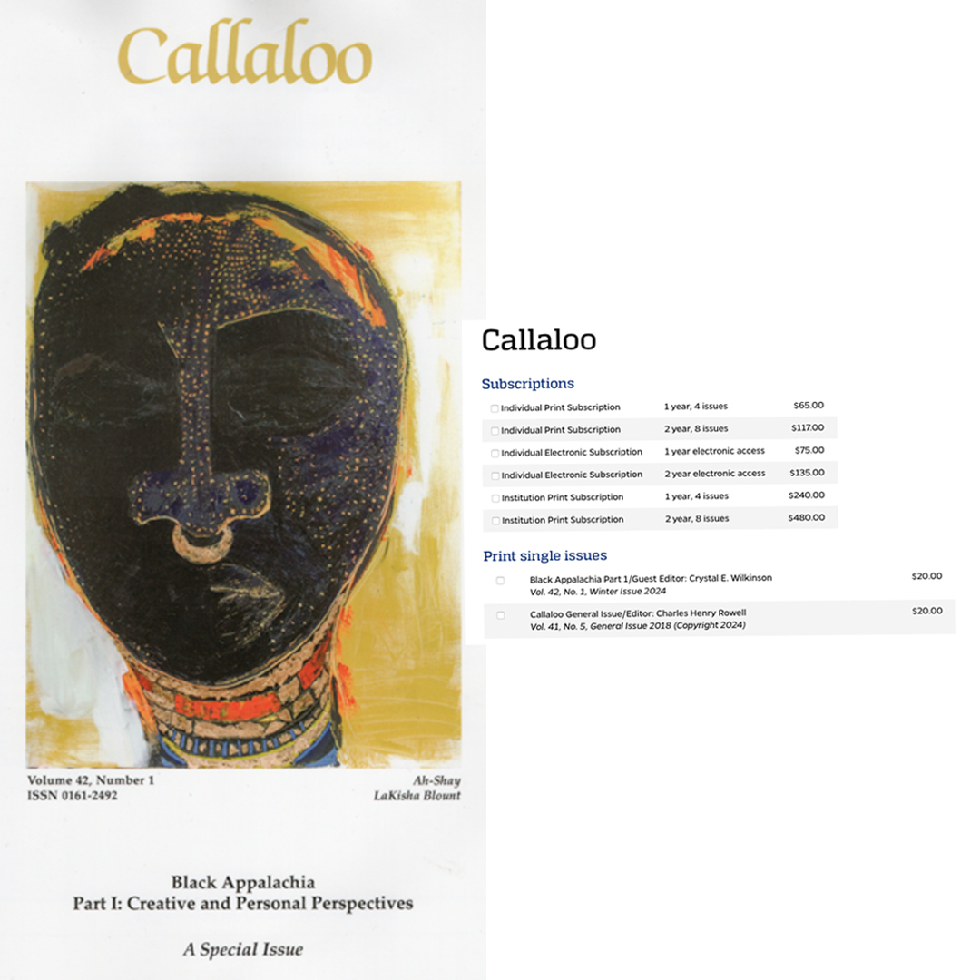 Keith Hood (@gatster) on Twitter photo Finished Black Appalachia <a href="/CallalooFoundtn/">Callaloo Journal</a> special issue edited by @CrystalWilki. Great work by <a href="/DarknDifferent/">Carla Du Pree</a> <a href="/KhalisaRae25410/">Khalisa Rae</a> <a href="/amejohnston/">Amanda Johnston</a> <a href="/chantalalive/">Chantal James</a> <a href="/EisaUlen/">Eisa Nefertari Ulen</a> & more. Get yours at tinyurl.com/getcallaloo. Also get Volume 41, No. 5 with my story โHow to Become a Butcher." Finished Black Appalachia <a href="/CallalooFoundtn/">Callaloo Journal</a> special issue edited by @CrystalWilki. Great work by <a href="/DarknDifferent/">Carla Du Pree</a> <a href="/KhalisaRae25410/">Khalisa Rae</a> <a href="/amejohnston/">Amanda Johnston</a> <a href="/chantalalive/">Chantal James</a> <a href="/EisaUlen/">Eisa Nefertari Ulen</a> & more. Get yours at tinyurl.com/getcallaloo. Also get Volume 41, No. 5 with my story โHow to Become a Butcher."