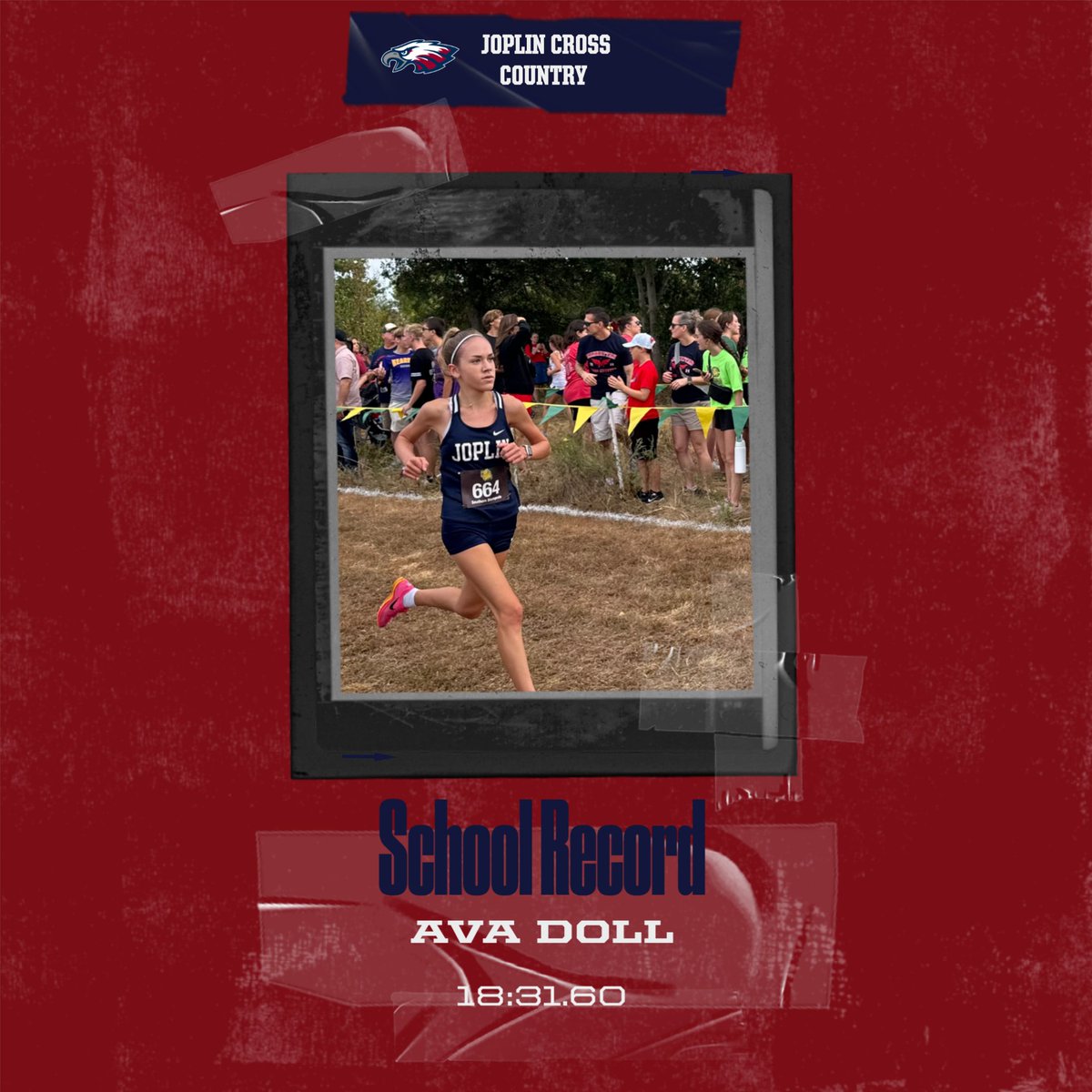 joplindistance's tweet photo. 🏃‍♀️💨 🦅✨ Thrilled to share that Junior, Ava Doll crushed the school record at the MSSU Stampede this weekend, finishing in 18:31! 🥇💪 School Record was set at 18:36. Here’s to more races and more records! Let’s keep flying high! #EaglePride #RecordBreaker #CrossCountry https://t.co/AmczKZGrou