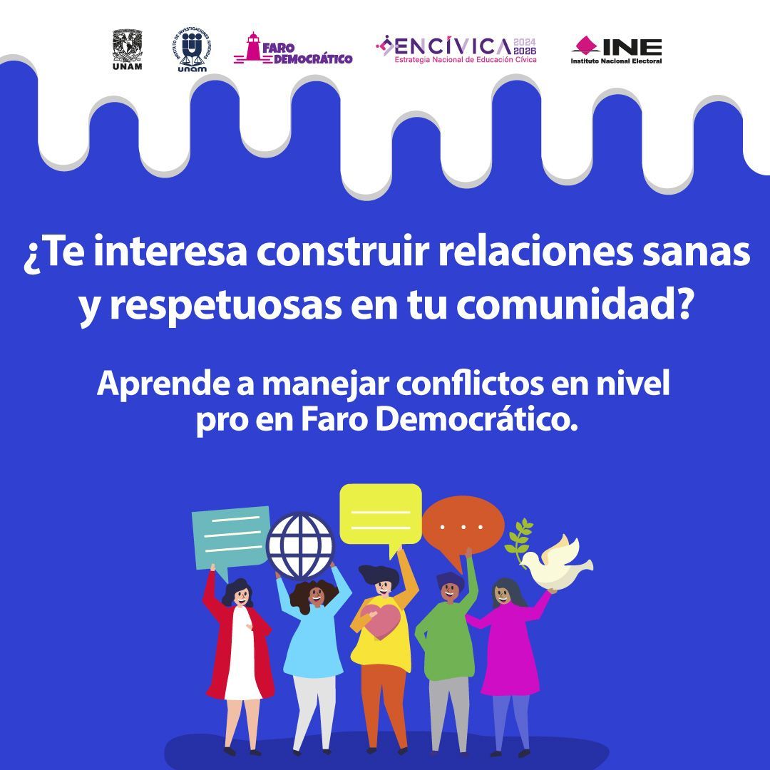 INE01BCS's tweet photo. Únete a Faro Democrático y aprende a manejar conflictos en un nivel Pro.
Hazlo en https://t.co/ko0Q3U5WOl 
#FaroDemocrático #ENCÍVICA https://t.co/jcEJmuO33X