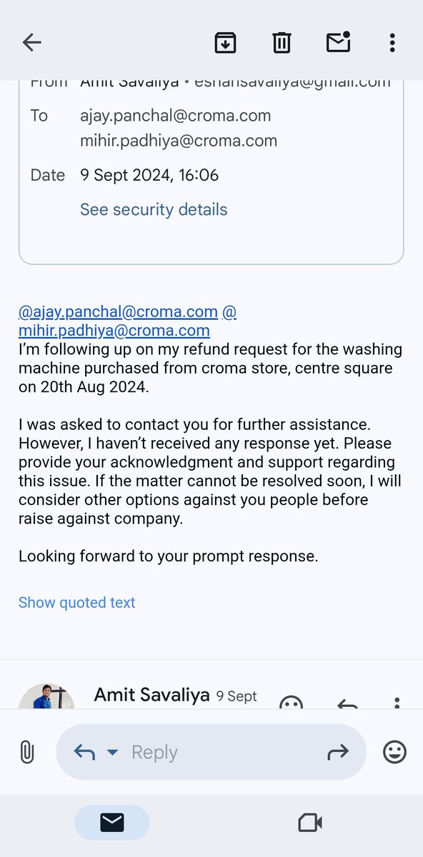 amitpatel24's tweet photo. @Croma I’ve reached out to high authority contacts regarding my washing machine issues but have received no response. Employees who fail to address customer problems will never contribute to the company’s success. @TataCompanies wouldn’t tolerate this level of service. https://t.co/ZOFfrQ3jQj