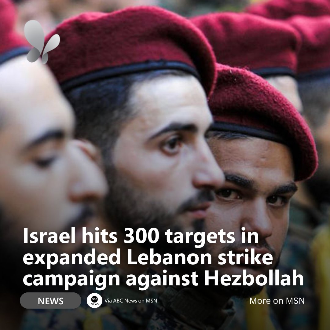 MSN's tweet photo. The Israel Defense Forces intensified their campaign against Hezbollah early Monday, launching more than 300 airstrikes on targets in southern Lebanon. 

Read more: https://t.co/0WHteq301J

 #DOJ #TrumpAssassinationPlot #DonaldTrump https://t.co/sM81E8jPqD