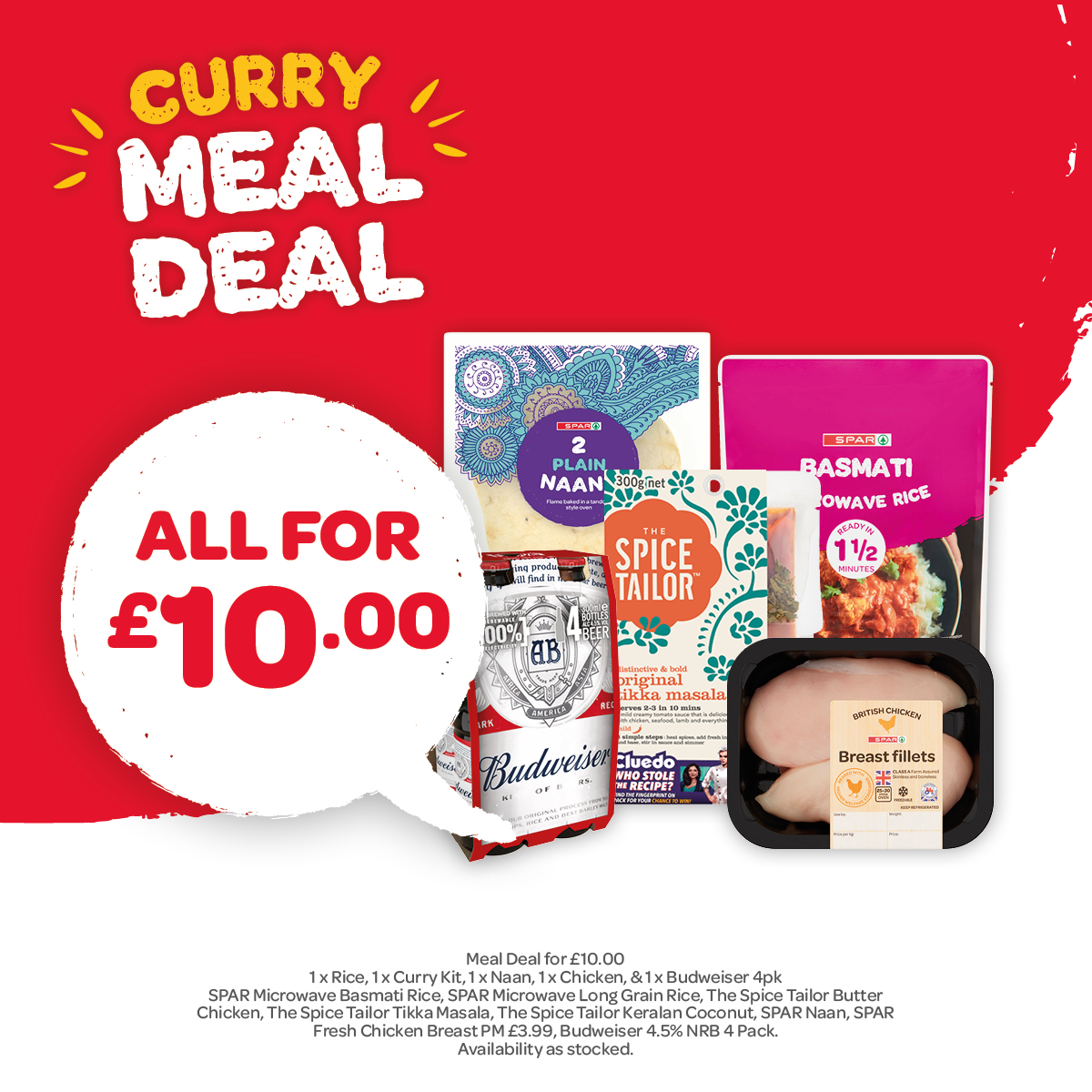 SPARSW's tweet image. Everything you need for a delicious homemade curry - all for just a tenner!
Who's your curry partner-in-crime? Tag them for a tasty night in!
#CurryNight #MealDeal #BudgetFriendly #HomeCooking