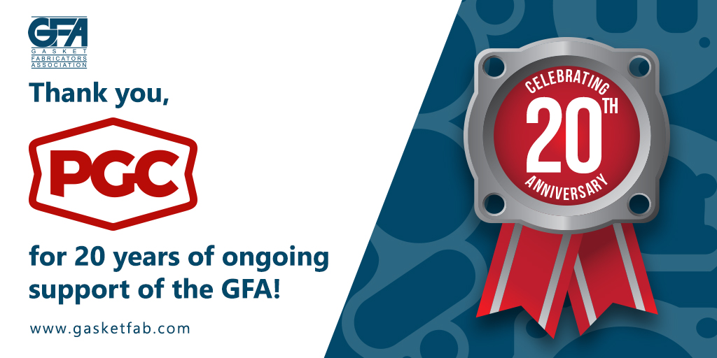 Today, we want to express our gratitude to PGC for their commitment and dedication to the gasket industry. It's been 20 years since they joined the GFA, and their contributions have truly made a lasting impact. pgc-solutions.com #Meet #Network #Learn