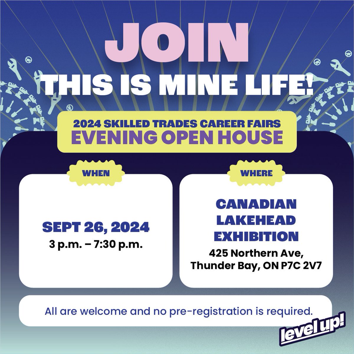 This_Is_Mining's tweet photo. We’re coming to Thunder Bay for the Level Up! Career Fair on Sept 26 at the Canadian Lakehead Exhibition! No matter your interest, there’s a rewarding career waiting in Ontario’s #mining industry. Learn more: https://t.co/aAXVbCeRRF 

#TIML #CareerFair #CareerOpportunities #SkilledTrades
