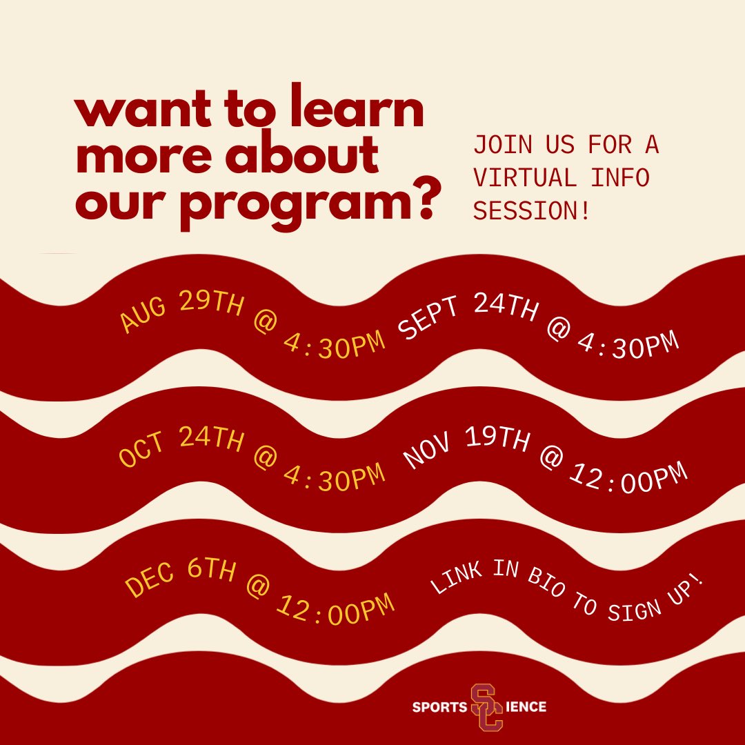 Interested in our sports science master's program? Come to one of our virtual info sessions to learn more and ask any questions!