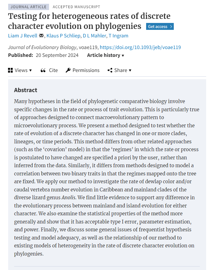 Liam Revell (@phytools_liam) on Twitter photo Hey, no kidding -- this new article by <a href="/Klaus_Schlp/">Klaus Schliep</a>, <a href="/Luke_Mahler/">Luke Mahler</a>, Travis Ingram, & myself is now out advance access at <a href="/JEvBio/">Journal of Evolutionary Biology</a>. 👉 doi.org/10.1093/jeb/vo… Hey, no kidding -- this new article by <a href="/Klaus_Schlp/">Klaus Schliep</a>, <a href="/Luke_Mahler/">Luke Mahler</a>, Travis Ingram, & myself is now out advance access at <a href="/JEvBio/">Journal of Evolutionary Biology</a>. 👉 doi.org/10.1093/jeb/vo…