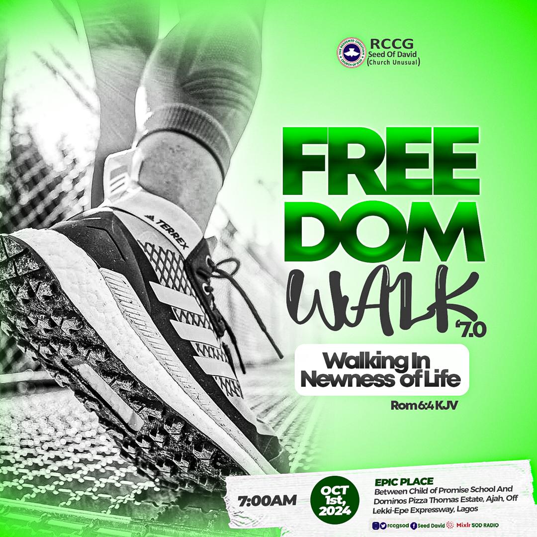 onahzil's tweet photo. FREEDOM WALK 7.O
08 Days to go!
The Walk of Freeedom, 2024
Theme: Walking in the Newness of Life.
@rccgsod
#FreedomWalk #Independence #October1st #Nigeria@64
#RCCG #RCCGSOD #Youthchurch #Ajah @rccgyayaglobal @RccgYp14 https://t.co/1rZEUXpw9S
