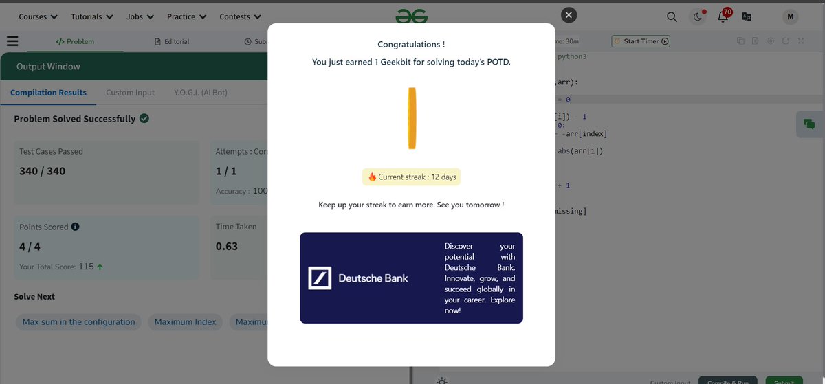 vMihir02's tweet photo. Day 12/21 Repeat and Miss!
#geekstreak2024 #deutschebank
@geeksforgeeks @DeutscheBank https://t.co/WWjrQNWHKS