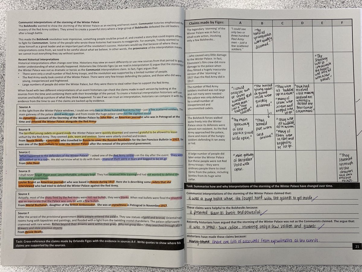 Interpretation work on the storming of the Winter Palace with y9s today! Shout out to my HoD for some amazing resources 🔥