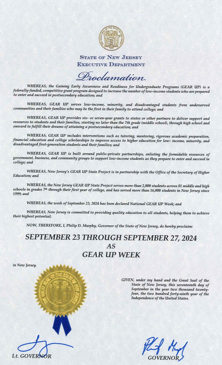 NJ Office of the Secretary of Higher Education (@njhighered) on Twitter photo Since 1999, the Gaining Early Awareness and Readiness for Undergraduate Programs (GEAR UP) has been instrumental in transforming the lives of students, families, and communities across the nation.
Help us mark 25 years of impact in New Jersey using #GEARUPworks and #GUweek. Since 1999, the Gaining Early Awareness and Readiness for Undergraduate Programs (GEAR UP) has been instrumental in transforming the lives of students, families, and communities across the nation.
Help us mark 25 years of impact in New Jersey using #GEARUPworks and #GUweek.