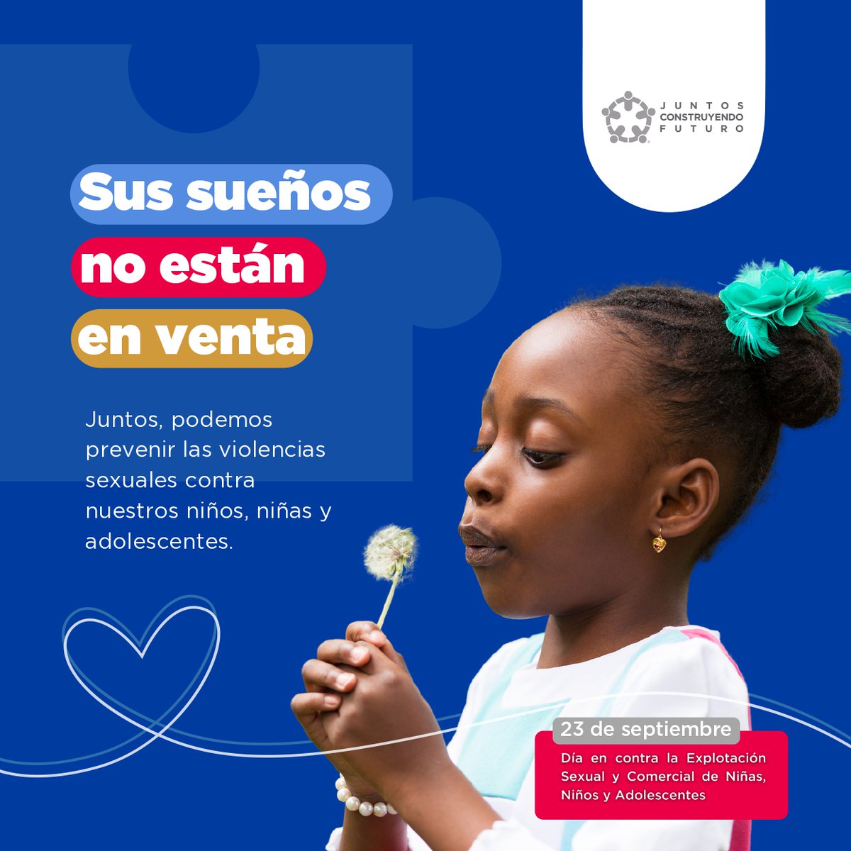 CJCForg's tweet photo. 📢En el Día #ContraLaExplotaciónSexual y Comercial de Niñas, #Niños y Adolescentes, alzamos la voz por su bienestar. No permitamos que sus #derechos sean vulnerados. Juntos podemos construir un futuro libre de violencia y explotación. 
 
#23S  #Colombia https://t.co/VMMHNUMLgR